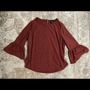 Rust Colored Blouse Bell Sleeve